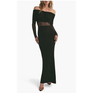 Favorite Daughter The New Era Black Off-Shoulder Maxi Dress - Size Medium (New)